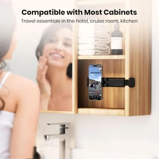 Clearlock Universal Phone Holder For Airplane, Home And Office With 360 Degree Rotation - Black